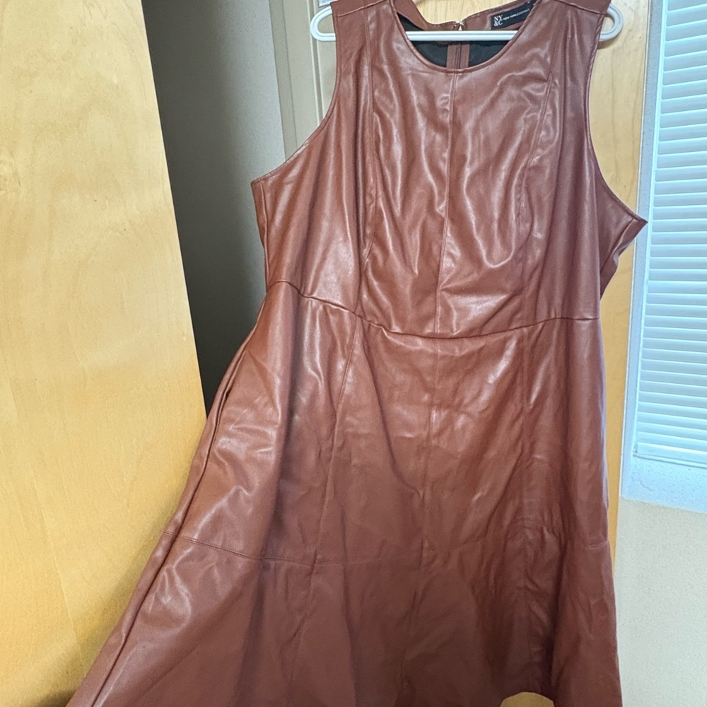 Plus Faux Leather Fit And Flare Midi